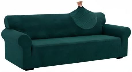 ZNSAYOTX 1 Piece Jacquard Couch Covers for 3 Cushion Couch High Stretch Sofa Cover for Pets Dogs Anti Slip Extra Large Sofa Slipcovers Furniture Protector (X-Large, New Pattern Blackish Green)