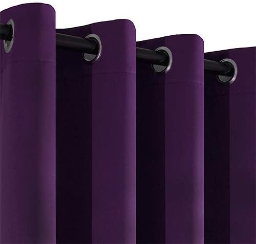 Yakamok Kitchen Bathroom Window Curtains - Blackout Curtains Small Window Short Drapes for Bedroom Living Room Kids Nursery Room(2 Panels,Purple,52x36 Inch)