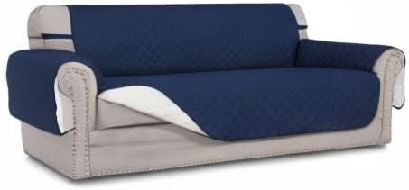 Easy-Going Reversible Oversized Couch Cover for 3 Cushion Couch Sofa Cover for Dogs Water Resistant Furniture Protector Cover with Foam Sticks for Pet Cat (Oversized Sofa, Navy/Ivory)