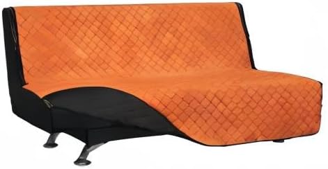 Easy-Going Futon Slipcover - Reversible Sofa Cover, Armless, Water Resistant - Protects Furniture from Pets & Kids (Orange/Black)