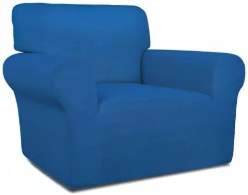 PureFit Super Stretch Chair Sofa Slipcover – Spandex Non Slip Soft Couch Sofa Cover, Washable Furniture Protector with Non Skid Foam and Elastic Bottom for Kids, Pets （Chair, Classic Blue）