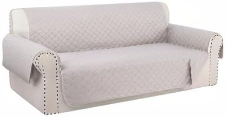 Reversible 4 Seater Sofa Cover 91 Inch Large Couch Cover Furniture Protector(Sofa XX-Large,Beige/Beige)