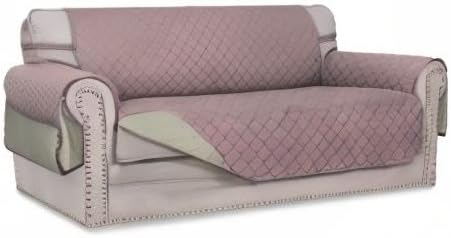 Easy-Going Sofa Slipcover Reversible Loveseat Sofa Cover Couch Cover for 2 Cushion Couch Furniture Protector with Elastic Straps for Pets Kids Dog Cat (Oversized Loveseat, Pink/Beige)