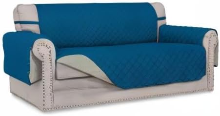 Easy-Going Sofa Slipcover Reversible Loveseat Sofa Cover Couch Cover for 2 Cushion Couch Furniture Protector with Elastic Straps for Pets Kids Dog Cat (Oversized Loveseat, PeacockBlue/Beige)