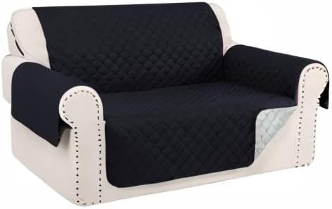Reversible Loveseat Sofa Covers Couch Cover Furniture Protector(Loveseat Small,Black/Grey)