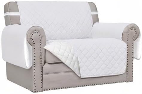 Easy-Going Oversized Chair Sofa Slipcover Reversible Sofa Cover Water Resistant Couch Cover Furniture Protector Cover with Elastic Straps for Pets Dog (Oversized Chair, White/White)