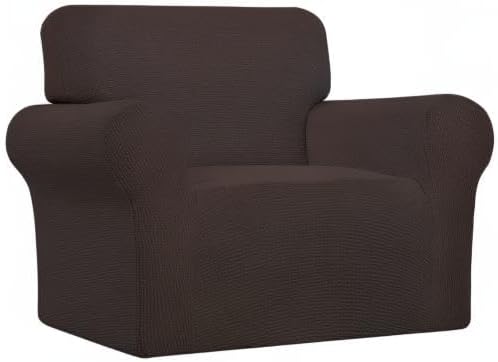Easy-Going Stretch Oversized Chair Sofa Slipcover 1-Piece Couch Sofa Cover Furniture Protector Soft with Elastic Bottom for Kids Spandex Jacquard Fabric Small Checks Chocolate