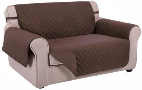 U-NICE HOME Loveseat Sofa Cover Reversible Couch Cover for Dogs with Elastic Straps Water Resistant Furniture Protector for Pets Couch Cover for 2 Cushion Couch (Loveseat, Chocolate/Chocolate)