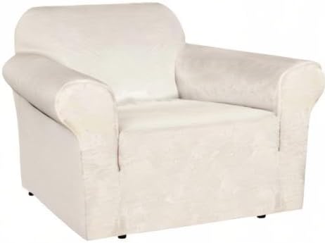 H.VERSAILTEX Stretch Velvet Armchair Cover Couch Covers 1 Cushion Chair Slipcover for Living Room Furniture Cover Crafted from Thick Comfy Rich Velour (Chair 31"-49", Ivory)