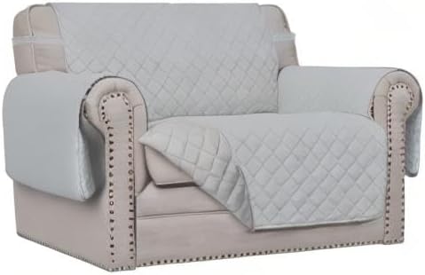 Easy-Going Oversized Chair Sofa Slipcover Reversible Sofa Cover Water Resistant Couch Cover Furniture Protector Cover with Elastic Straps for Pets Dog (Oversized Chair, Light Gray/Light Gray)