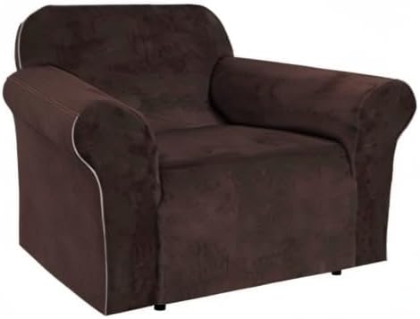 H.VERSAILTEX Stretch Velvet Armchair Cover Couch Covers 1 Cushion Chair Slipcover for Living Room Furniture Cover Crafted from Thick Comfy Rich Velour (Chair 31"-49", Chocolate)