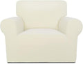 PureFit Super Stretch Chair Sofa Slipcover – Non Slip Soft Couch Sofa Cover, Washable Furniture Protector with Non Skid Foam and Elastic Bottom for Kids, Pets （Chair, Ivory）