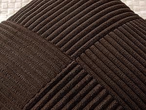 MIULEE Dark Brown Decorative Throw Pillow Covers 18x18 Inch for Couch Bed Sofa Pack of 2 Boho Farmhouse Throw Pillows Soft Cross Corduroy Patchwork Textured Cushion Cases