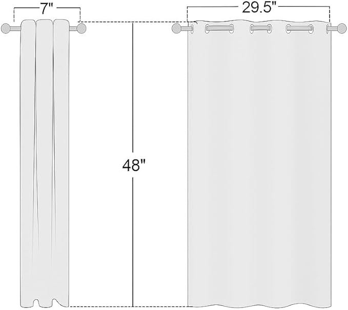 NICETOWN White Lightweight Fabric Curtain Panels, 48 inch Length, Non-Blackout Window Drapes for Bedroom & Dining Room (Set of 2, 42" W x 48" L)