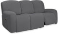 PureFit Super Stretch 3 Seats Recliner Sofa Couch Cover with Pocket – Non Slip Soft Sofa Slipcover, Washable Spandex Reclining Furniture Protector for Kids, Pets (Recliner Sofa, Gray)