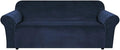 H.VERSAILTEX Stretch Velvet Sofa Covers for 3 Cushion Couch Covers Furniture Protector Soft with Non Slip Elastic Bottom, Crafted from Thick Comfy Rich Velour (Large Sofa 90"-97", Navy)