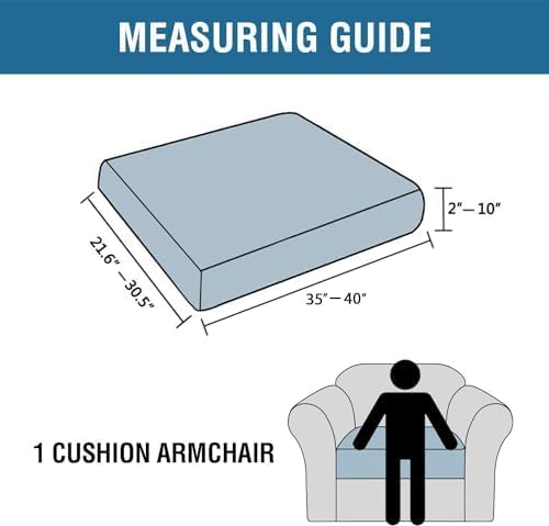 H.VERSAILTEX Super Stretch Individual Seat Cushion Covers Sofa Covers Couch Cushion Covers Slipcover Sets Thick Jacquard Textured Twill Fabric (1 Piece Chair Cushion Cover, Porcelain White)