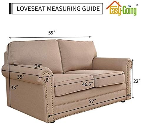 Easy-Going Reversible Loveseat Couch Cover for 2 Cushion Couch Sofa Cover for Dogs Water Resistant Furniture Protector with Foam Sticks Elastic Straps for Pet (Loveseat, Camel/Ivory)
