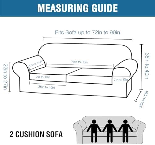 H.VERSAILTEX Real Velvet Plush 3 Piece Stretch Sofa Covers Couch Covers for 2 Cushion Couch Sofa Slipcovers Width Up to 90 Inch Feature Thick Soft Stay in Place (Sofa, French Oak)