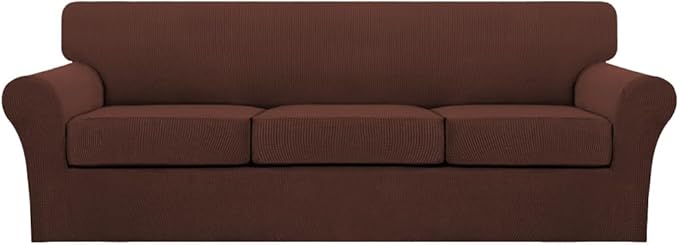 Turquoize 4 Piece Sofa Covers for 3 Cushion Couch Sofa Slipcover Soft Couch Cover for Dogs-Washable Sofa Furniture Covers with 3 Individual Large Cushion Covers (XL Sofa, Burnt Brick)