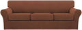 Turquoize 4 Piece Sofa Covers for 3 Cushion Couch Sofa Slipcover Soft Couch Cover for Dogs Washable Furniture Cover with 3 Individual Large Cushion Covers Feature Fabric (Large Sofa, Caramel)