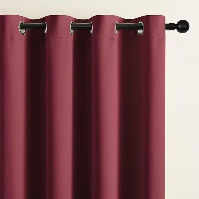 Joydeco Blackout Curtains for Bedroom 72 inch Long 2 Panels, Thermal Insulated Room Darkening Curtains with Grommets, Soft Window Drapes for Living Room (W52 x L72 Inch, Burgundy Red)