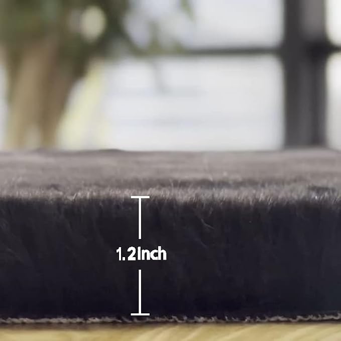 ORINOVA Black Fluffy Rug 5x7 Area Rugs for Bedroom Fuzzy Rabbit Washable Fur Rugs for Living Room Teen Room Nursery Rectangle Rug