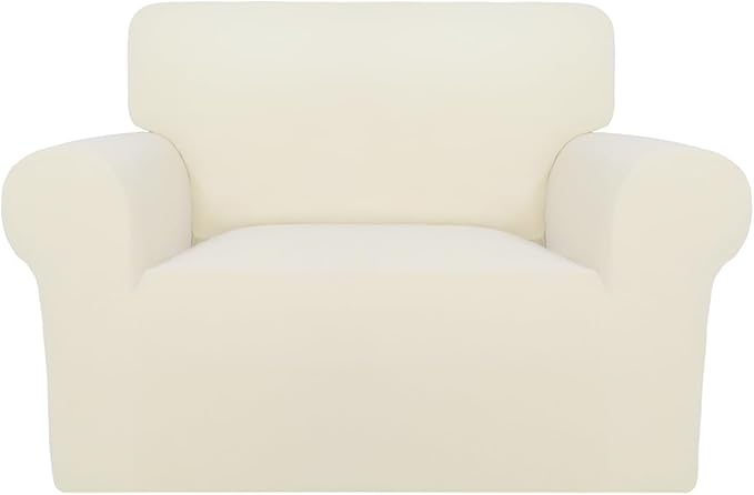 PureFit Super Stretch Sofa Slipcover – Spandex Non Slip Soft Couch Sofa Cover, Washable Furniture Protector with Non Skid Foam and Elastic Bottom for Kids, Pets (Oversized, Ivory)
