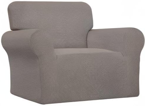 Easy-Going Stretch Oversized Chair Sofa Slipcover 1-Piece Couch Sofa Cover Furniture Protector Soft with Elastic Bottom for Kids Spandex Jacquard Fabric Small Checks Taupe