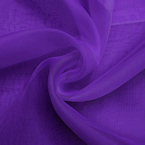 SpaceDresser Sheer Voile Window Treatment Rod Pocket Curtain Panels for Kitchen Bedroom Living Room Drapes Sunlight Filtering Privacy Semi Home Decor Assorted (Purple, 52 W x 45 L)