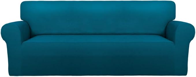 PureFit Super Stretch Oversized Sofa Slipcover – Spandex Non Slip Soft Couch Sofa Cover, Washable Furniture Protector with Non Skid Foam and Elastic Bottom for Kids（Oversized Sofa, Peacock Blue）