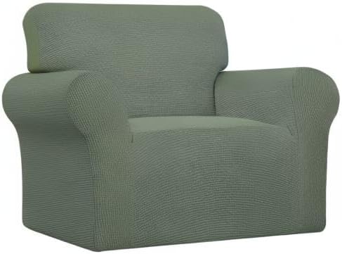 Easy-Going Stretch Oversized Chair Sofa Slipcover 1-Piece Couch Sofa Cover Furniture Protector Soft with Elastic Bottom for Kids Spandex Jacquard Fabric Small Checks Greyish Green