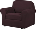 H.VERSAILTEX 2-Pieces Chair Cover Slipcover Furniture Protector Armchair Cover Couch Covers Fit Chair Width Up to 47 Inch, Jacquard Spandex Slipcover Skid Resistance (Chair, Brown)