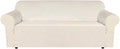 H.VERSAILTEX Stretch Velvet Sofa Covers for 3 Cushion Couch Covers Furniture Protector Soft with Non Slip Elastic Bottom, Crafted from Thick Comfy Rich Velour (Large Sofa 90"-97", Ivory)