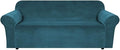 H.VERSAILTEX Stretch Velvet Sofa Covers for 3 Cushion Couch Covers Furniture Protector Soft with Non Slip Elastic Bottom, Crafted from Thick Comfy Rich Velour (Large Sofa 90"-97", Deep Teal)