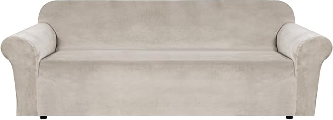 H.VERSAILTEX Stretch Velvet Sofa Covers Large Couch Covers Furniture Protector Soft with Non Slip Elastic Bottom, Feature Thick Comfy Rich Velour (Extra Large Sofa 98"-105", French Oak)