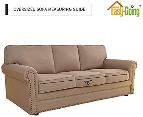 Easy-Going Reversible Oversized Couch Cover for 3 Cushion Couch Sofa Cover for Dogs Water Resistant Furniture Protector Cover with Foam Sticks for Pet Cat (Oversized Sofa, Blue/Ivory)