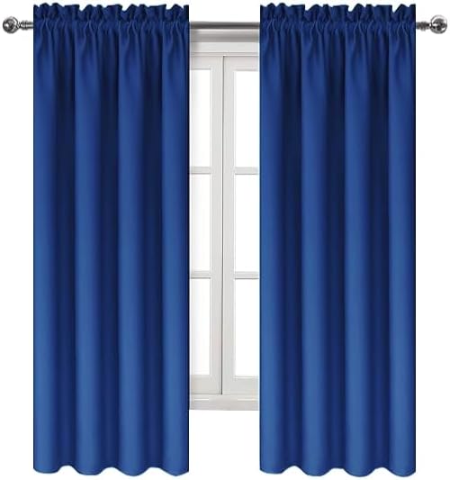 DWCN Blackout Curtains Room Darkening Thermal Insulated Bedroom Curtains Window Curtain Panels, 42 x 63 inches Long, Set of 2 Classic Blue Rod Pocket Drapes