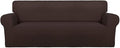 PureFit Super Stretch Sofa Slipcover – Spandex Non Slip Soft Couch Sofa Cover, Washable Furniture Protector with Non Skid Foam and Elastic Bottom for Kids, Pets （Sofa, Chocolate）