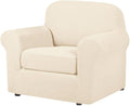 H.VERSAILTEX 2 Piece Couch Cover Stretch Stylish Chair Cover Furniture Protector Featuring Jacquard Textured Twill Fabric High Spandex Slipcover (Chair, Cream)