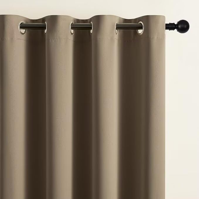 Joydeco Blackout Curtains for Bedroom 72 inch Long 2 Panels, Thermal Insulated Room Darkening Curtains with Grommets, Soft Window Drapes for Living Room (W52 x L72 Inch, Khaki)