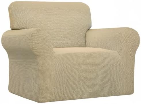Easy-Going Stretch Oversized Chair Sofa Slipcover 1-Piece Couch Sofa Cover Furniture Protector Soft with Elastic Bottom for Kids Spandex Jacquard Fabric Small Checks Beige