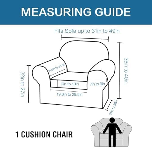 H.VERSAILTEX Rich Velvet Stretch 2 Piece Cover Chair Slipcover Sofa Cover Furniture Protector Couch Soft with Elastic Bottom Chair Couch Cover Width Up to 49 Inch (Chair, Mocha)