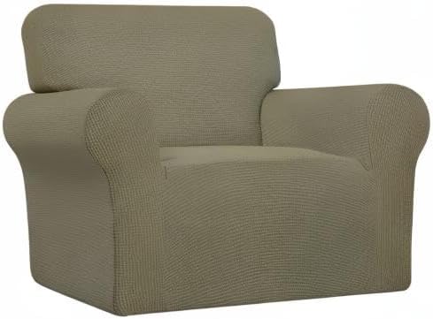 Easy-Going Stretch Oversized Chair Sofa Slipcover 1-Piece Couch Sofa Cover Furniture Protector Soft with Elastic Bottom for Kids Spandex Jacquard Fabric Small Checks Khaki