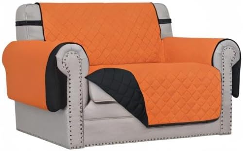 Easy-Going Oversized Chair Sofa Slipcover Reversible Sofa Cover Water Resistant Couch Cover Furniture Protector Cover with Elastic Straps for Pets Dog (Oversized Chair, Orange/Black)