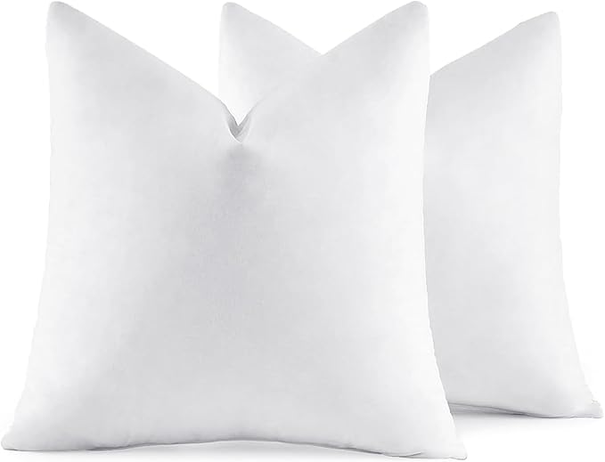 MIULEE 20x20 Pillow Inserts,Set of 2 Down Feather Throw Pillows for Couch Sofa Bed, Decorative Fluffy Throw Pillow Inserts Cotton Fabric,White