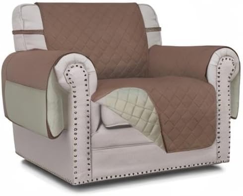 Easy-Going Chair Sofa Slipcover Reversible Sofa Cover Water Resistant Couch Cover Furniture Protector Cover with Elastic Straps for Pets Kids Children Dog Cat (Chair, Brown/Beige)