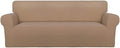 PureFit Super Stretch Sofa Slipcover – Spandex Non Slip Soft Couch Sofa Cover, Washable Furniture Protector with Non Skid Foam and Elastic Bottom for Kids, Pets （Oversized Sofa, Camel）
