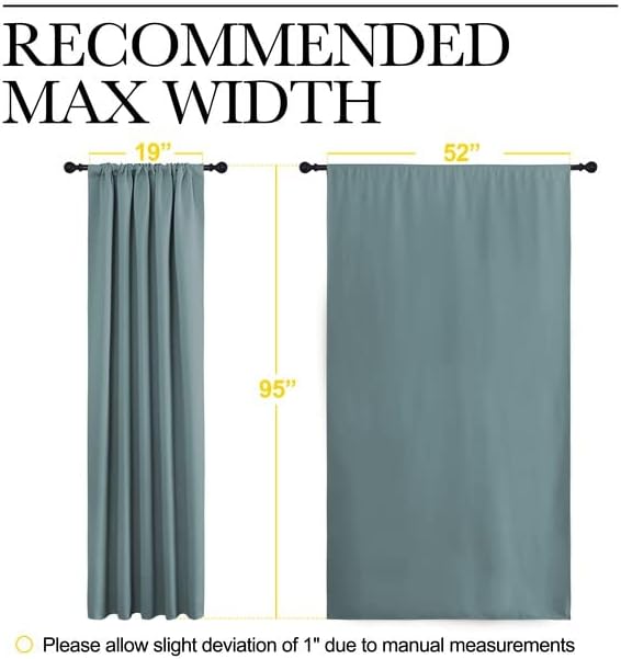 NICETOWN Greyish Blue Blackout Curtains Panels for Window, Thermal Insulated Rod Pocket Blackout Drapes/Draperies for Living Room (2 Panels, W52 x L95 inches)