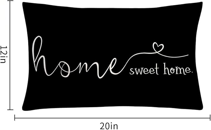 MFGNEH Farmhouse Pillow Covers, 12x20 Inch - Home Decorative Throw Pillow Case, Housewarming Gift, Black